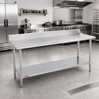 Thumbnail image #2 for Duke Manufacturing 416S-24144-5R 144-Inch x 24-Inch 16-Gauge 400-Series Stainless Steel Work Table with 5-Inch Riser and Undershelf