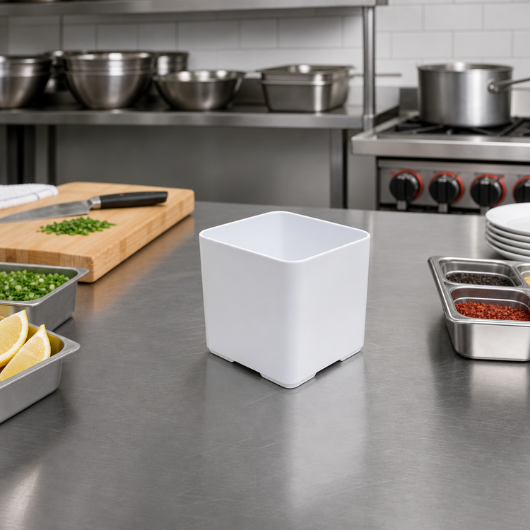 Product image #3 for American Metalcraft 4 Inch Square White Melamine Condiment Jar