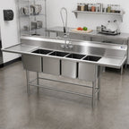 Thumbnail image #2 for Eagle Group Spec-Master FN2880-4-36-14/3 4-Compartment 14-Gauge Stainless Steel Sink, 20 x 28 x 14 Inch Bowls, Dual 36-Inch Drainboards