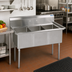 Thumbnail image #2 for BK Resources Three-Compartment No-Drainboard Stainless Steel Sink, 59 Inch W x 23-13/16 Inch D x 43-3/4 Inch H, 18 x 18 x 12 Inch Bowls