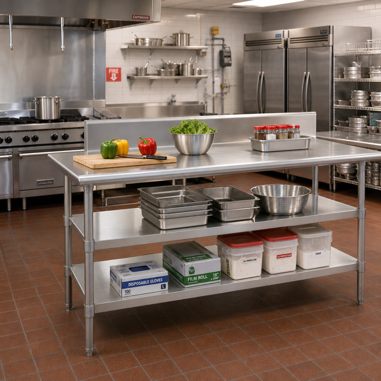 Product image #2 for Eagle Group Adjustable Stainless Steel Work Table Undershelf, 108" x 24", For Uni-Lok Hat Channel Frames