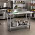 Thumbnail image #2 for Advance Tabco Special Value Series 48 Inch x 30 Inch Heavy Duty Stainless Steel Work Table with 5 Inch Backsplash and Adjustable Undershelf