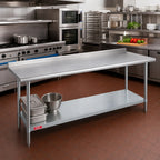 Thumbnail image #2 for Duke Manufacturing 316-36144-2R 144-Inch x 36-Inch Stainless Steel Work Table with 1-1/8-Inch Riser and Galvanized Undershelf