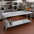Thumbnail image #2 for Duke 144-Inch x 36-Inch Stainless Steel Work Table with 1-1/8-Inch Riser and Galvanized Undershelf