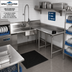 Thumbnail image #2 for Spec-Master Island Design Soiled Dishtable with Prerinse Sink, 72-Inch Machine-to-Corner, 60-Inch Corner-to-End, Right-to-Left Operation, 14-Gauge 304 Stainless Steel