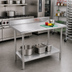 Thumbnail image #2 for 48 x 36-Inch Stainless Steel Work Table with 5-Inch Backsplash and Adjustable Undershelf