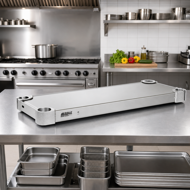 Product image #3 for Eagle Group Quik-Set Flat Solid Shelf with Marine Edge, 54" x 18", 14/304 Stainless Steel