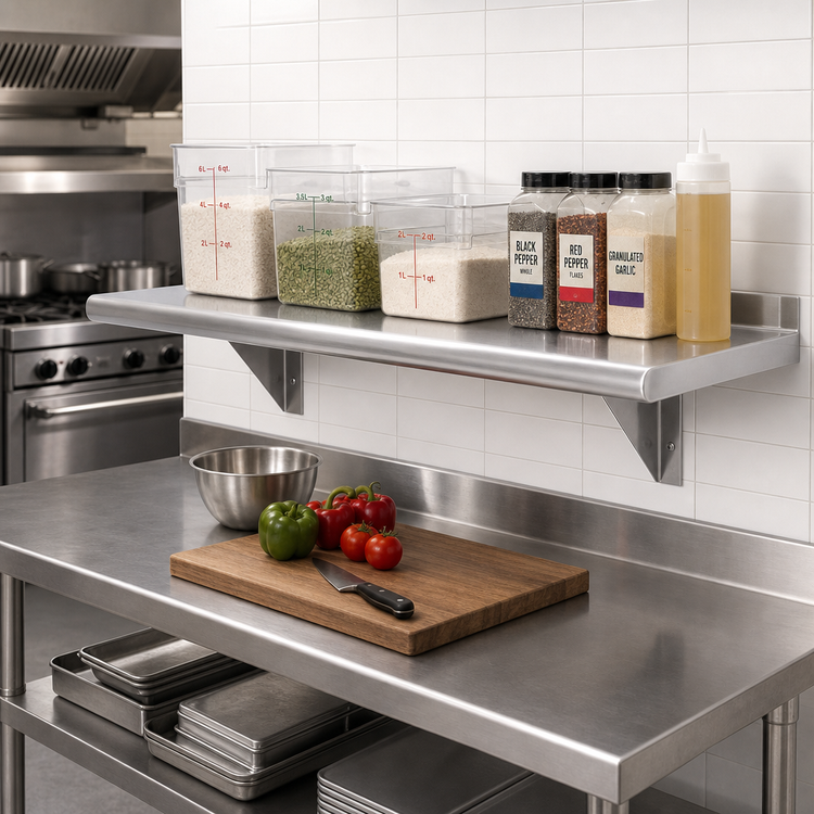 Product image #2 for Advance Tabco 36" x 18" Wall-Mounted 16 Gauge 304 Stainless Steel Wall Shelf