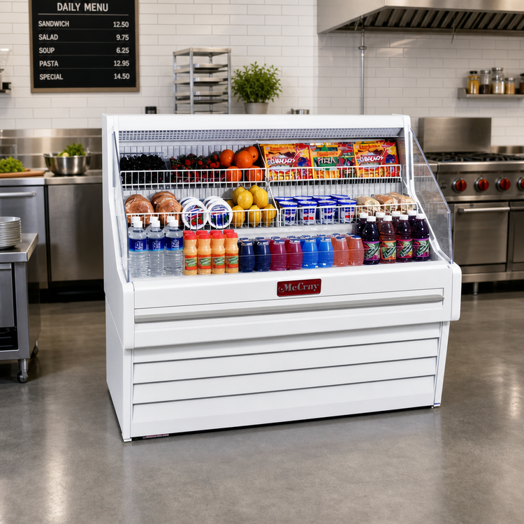 Product image #2 for Howard-McCray Ovation Series 51-Inch Wide x 44-Inch High Remote Open Merchandiser with Straight Plexi, White Finish
