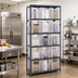 Thumbnail image #2 for Quantum Heavy Duty Wire Shelving Unit with 6 Shelves and 15 Clear Bins, 18 x 36 x 75 Inches