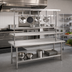 Thumbnail image #2 for Advance Tabco Adjustable Table-Mounted Stainless Steel Commercial Pot Rack, 120 Inch Wide, with 9 Plated Hooks