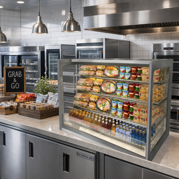 Product image #2 for Federal Industries Italian Glass Series 36-Inch Self-Serve Drop-In 3-Tier Refrigerated Counter Display Case
