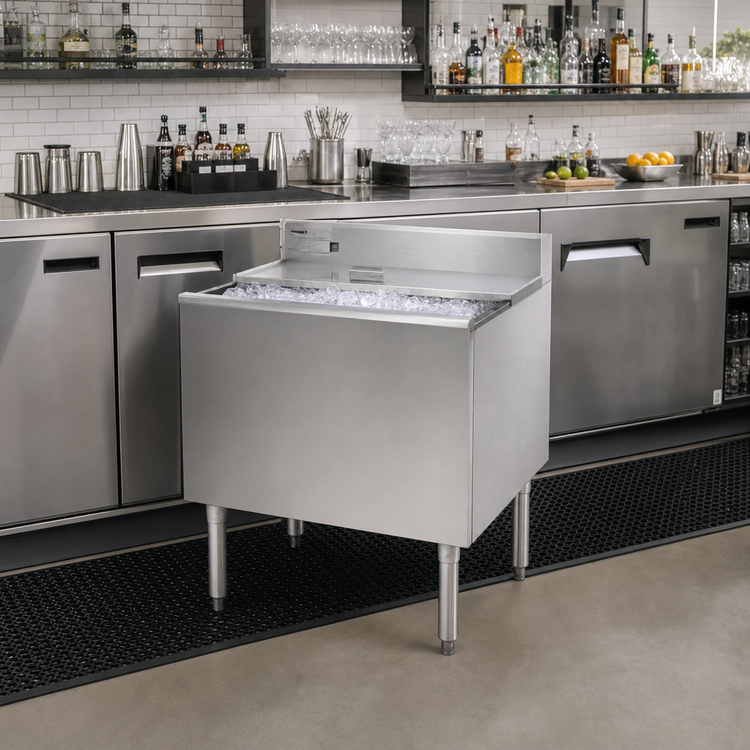 Product image #2 for Eagle Group 2200 Series 30 Inch Wide Underbar Ice Bin/Cocktail Unit, 82 lb. Capacity, 8 Inch Deep Liner
