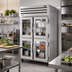 Thumbnail image #2 for True Spec Series 2-Section Pass-Thru Reach-In Refrigerator with 4 Front Glass Half Doors and 2 Rear Glass Doors