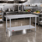 Thumbnail image #2 for Duke Manufacturing 416-3060 60 x 30 x 36-Inch Stainless Steel Work Table, Flat Top, Galvanized Undershelf, 16-Gauge 400-Series