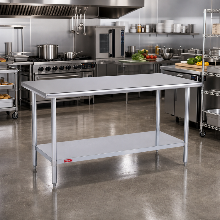 Product image #2 for Duke 60-Inch x 30-Inch Stainless Steel Work Table with Galvanized Undershelf, Flat Top