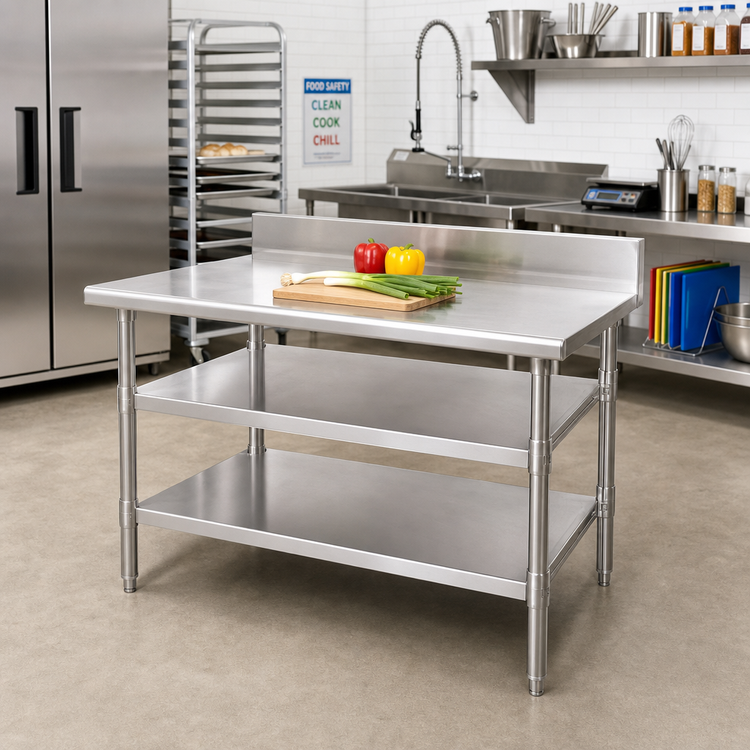 Product image #2 for Adjustable Stainless Steel Work Table Undershelf, 60 x 30 Inches, for Uni-Lok Hat Channel Frame Tables