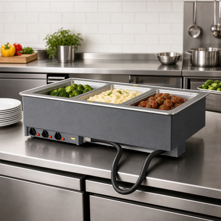 Product image #2 for Vollrath Three-Well Electric Drop-In Hot Food Well with Thermostatic Controls and Manifold Drain