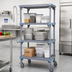 Thumbnail image #2 for Millenia Mobile Polymer Shelving Starter Unit with 4 Open Grid Shelves, 36 x 18 x 74 Inches