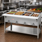 Thumbnail image #2 for Duke Manufacturing Aerohot E304SW Electric Stainless Steel Hot Food Station, 4 Sealed Wells, Open Base, Carving Board