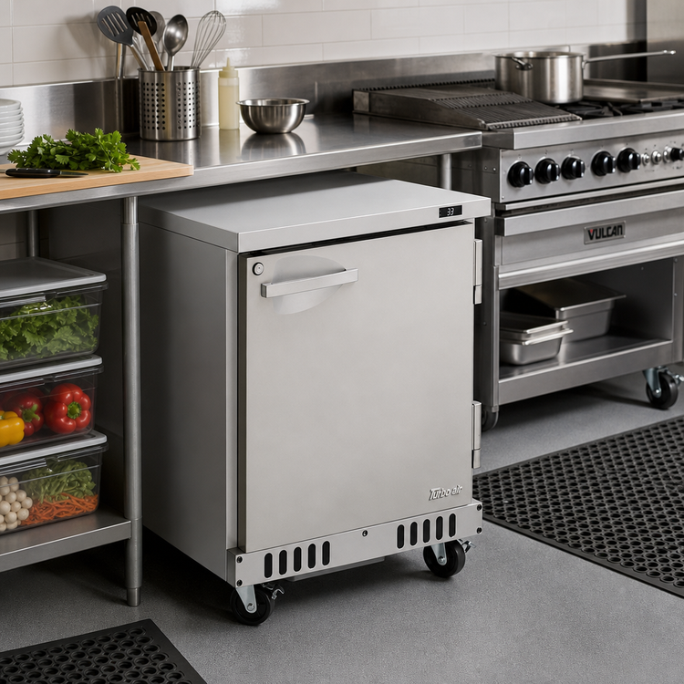 Product image #2 for Turbo Air PRO Series Front Breathing 1-Section Undercounter Refrigerator with Solid Locking Door, 6.5 Cu. Ft.
