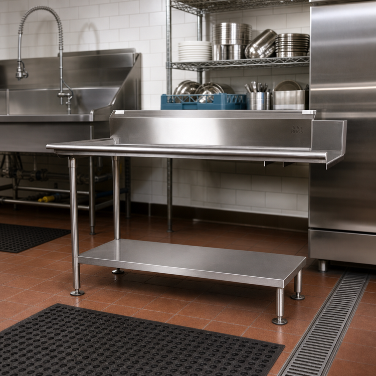 Product image #2 for John Boos 16-Gauge Stainless Steel Dishtable Undershelf with Adjustable Bullet Feet