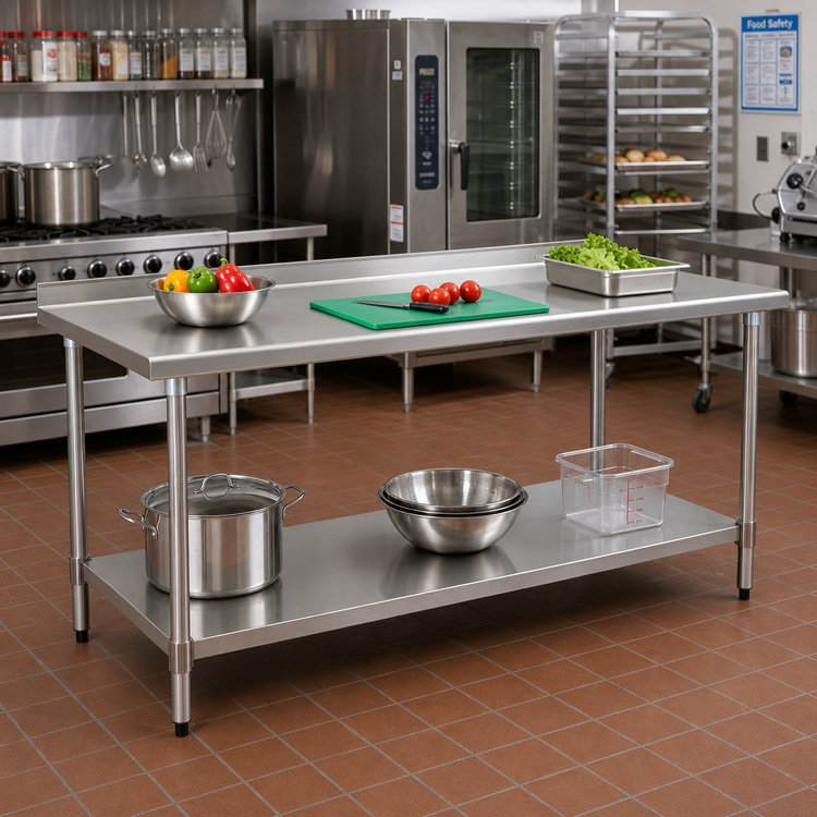 Product image #2 for Eagle Group Spec-Master 72-Inch x 24-Inch Stainless Steel Work Table with Undershelf and 1-1/2-Inch Rear Up-Turn