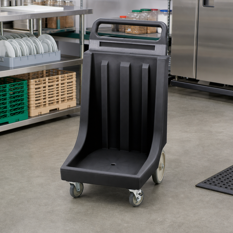 Product image #3 for Cambro Camdolly® Dish Rack Dolly with Handle and Big Rear Wheels, Black, 350 lb Capacity