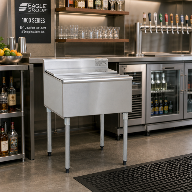 Product image #2 for Eagle Group 1800 Series 30-Inch Wide Underbar Ice Chest with 8-Inch Deep Insulated Bin
