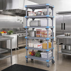 Thumbnail image #2 for Quantum Millenia QPM243662VS-5 Mobile Polymer Shelving Starter Unit, 36"W x 24"D x 62"H, 5 Open Grid Shelves, Gray
