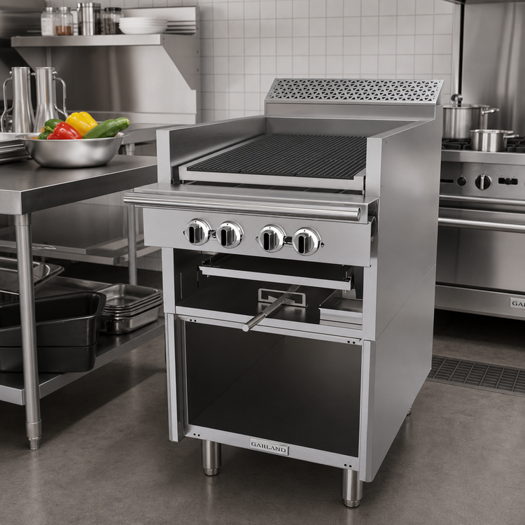 Product image #2 for Garland Cuisine Series 24-Inch Commercial Gas Charbroiler with Cast Iron Radiants, Adjustable Grates and Open Cabinet Base