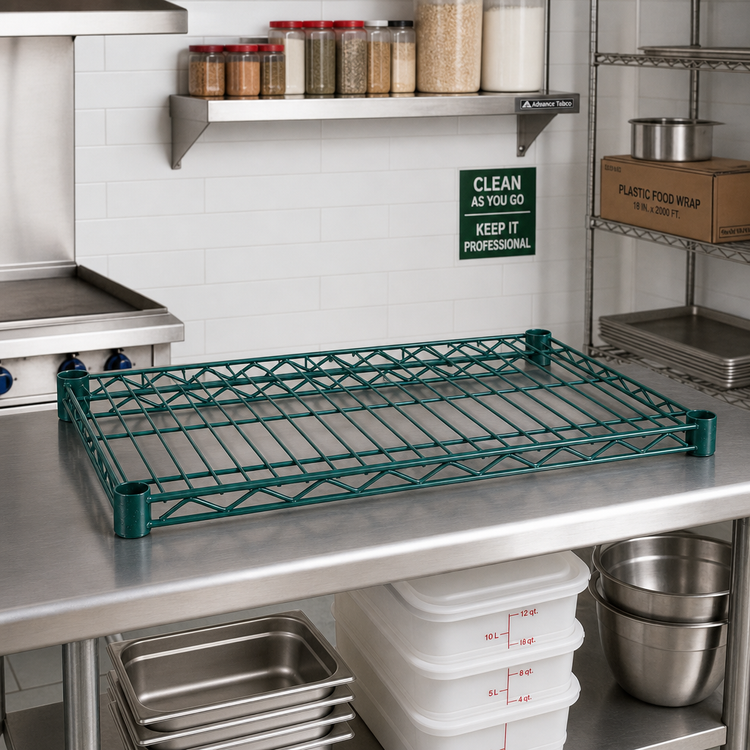 Product image #3 for Advance Tabco Special Value Series Heavy-Duty Wire Shelf, 42 x 18 Inches, Green Epoxy Coated