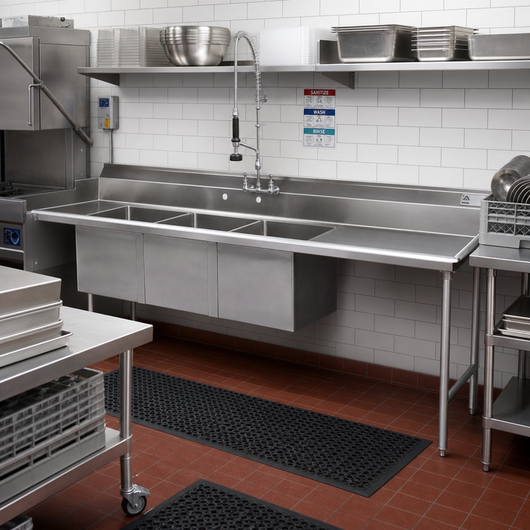 Product image #2 for Advance Tabco 119-Inch 3-Compartment Sink Dishtable with Right-Hand Drainboard, DTC-3-1620-120R