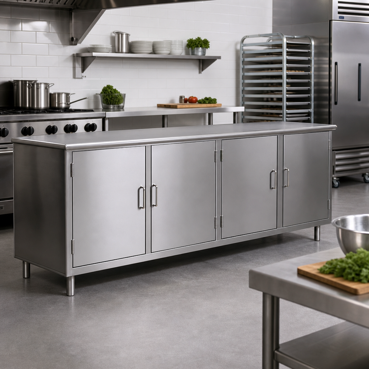 Product image #2 for Spec-Master Series Stainless Steel Plate Cabinet with 4 Hinged Doors, 120-Inch W x 15-Inch D