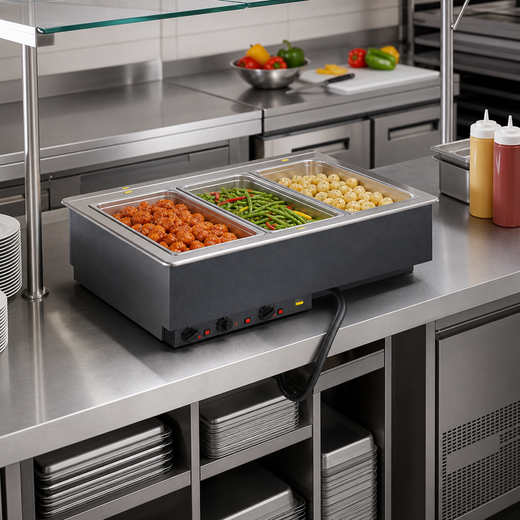 Product image #2 for Vollrath Three-Well Electric Drop-In Hot Food Well for 12 x 20 Pans, Wet Operation, 120V