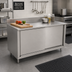 Thumbnail image #2 for John Boos Stainless Steel Enclosed Work Table with Sliding Doors, 72 x 30 Inches, 16-Gauge Top, 5-Inch Backsplash