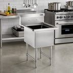 Thumbnail image #7 for John Boos 1B18244-X 1-Compartment Stainless Steel Sink, 18" x 24" x 14" Bowl, 10" Backsplash, No Drainboards