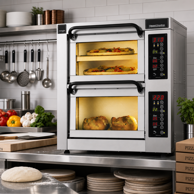 Product image #2 for PizzaMaster Electric Countertop Stone Hearth Pizza Oven with 2 Independent Chambers and 3 Stones per Oven