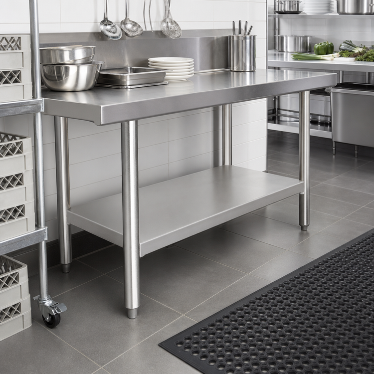 Product image #2 for 36 Inch Wide x 24 1/8 Inch Deep 300 Series Stainless Steel Dishtable Undershelf