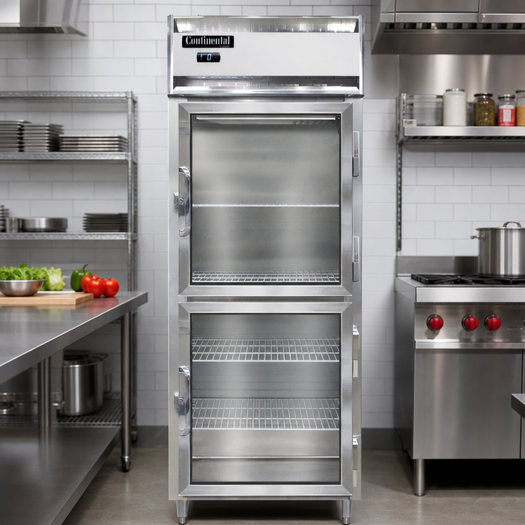 Product image #2 for Continental Refrigerator D1FENSAGDHD Designer Line One-Section Wide Reach-In Freezer with Half Glass Doors