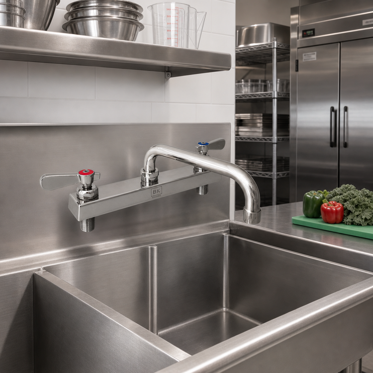 Product image #2 for BK Resources Evolution Deck Mount Manual Faucet with 16-Inch Swing Spout, 8-Inch Centers