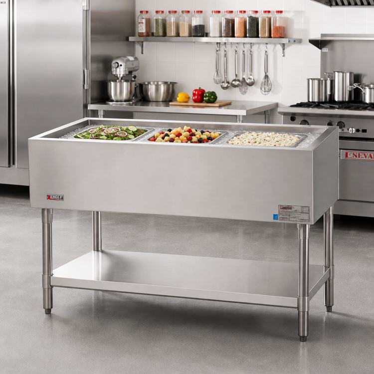 Product image #2 for Eagle Group CP-3 48-Inch 3-Pan Ice-Cooled Open Base Cold Pan Serving Counter