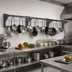 Thumbnail image #2 for Eagle Group Wall-Mounted Double-Bar Aluminum Pot Rack with 20 Double-Pronged Hooks, 120 Inches Wide
