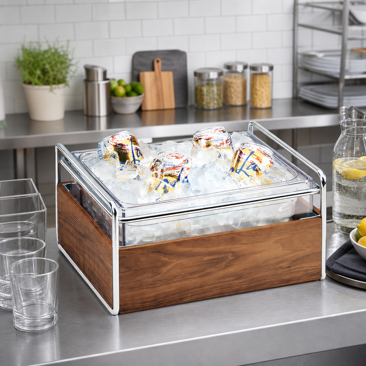 Product image #2 for Cal-Mil Mid-Century Rectangular Wood Ice Housing with Clear Polycarbonate Pan