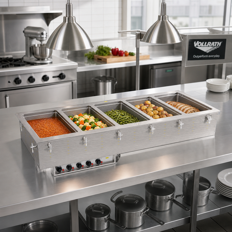 Product image #2 for Vollrath Five-Well Electric Drop-In Hot Food Well with 316 Marine-Grade Stainless Steel Wells