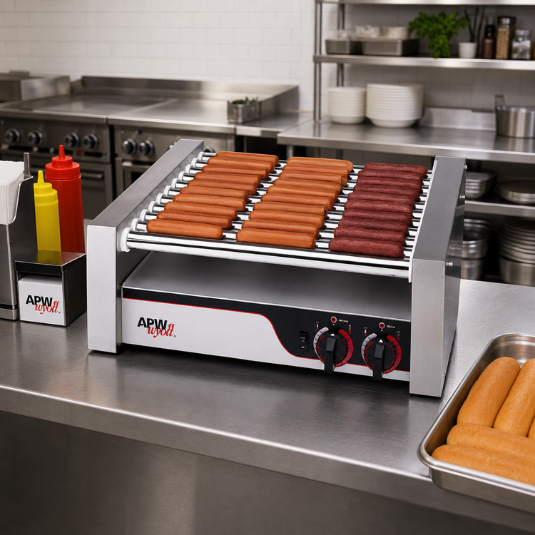 Product image #2 for APW Wyott X*PERT HotRod HR-20 Compact Flat-Surface 11-Roller Hot Dog Grill