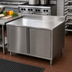 Thumbnail image #2 for BK Resources Enclosed Stainless Steel Work Table with Locking Hinged Door Cabinet Base, 36 x 30 Inches