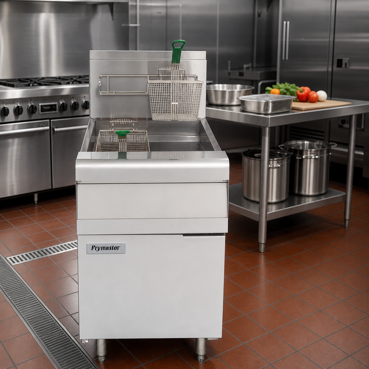 Product image #2 for High-Performance Floor-Model Gas Deep Fryer with Open Pot, 80 lb Capacity, Millivolt Controller