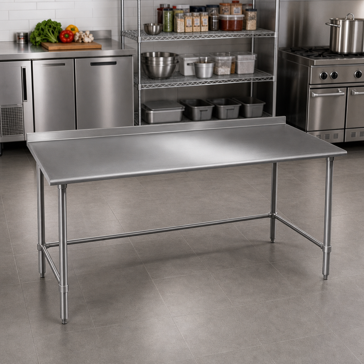 Product image #2 for Eagle Budget Series UT3672GTB 72 Inches x 36 Inches 430 Stainless Steel Top Open-Base Work Table