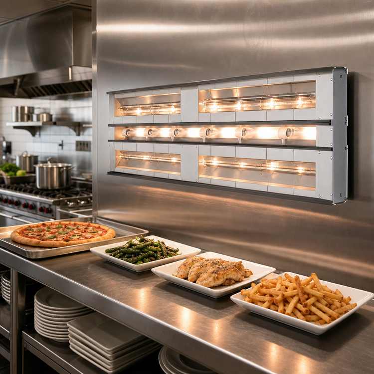 Product image #2 for Hatco Glo-Ray® Max Watt Lighted Dual Infrared Strip Heater, 18-Inch, Aluminum, 3-Inch Spacer